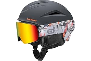 Odoland Casque de Ski et Snowboard, Casque À Neige avec Lunettes de Ski Anti-buée Anti-UV léger Adultes Hommes Femmes Jeunes, Antichoc et Universel pour Skating