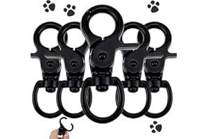 MLCZWT 5 Pièces Mousqueton à Oeil Pivotant, Crochets avec Emerillon, Métal Pivotant Keychain, Fermoirs Mousquetons Pivotants, pour Porte-clés, Laisses de Chien, Camping, Artisanat Ou Décorations