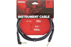 Planet Waves Cable de guitarra D'Addario Custom Series, cable de instrumento con conectores de 1/4", mono, extremo recto/ángulo recto, 3 metros