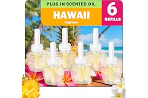 SCENTORINI Flakon z olejkiem zapachowym, kompatybilny z wtyczkami zapachowymi Air Wick i Glade, 6 x 19 ml, zapach hawajski, odświeżacz powietrza do pomieszczeń, olejek zapachowy