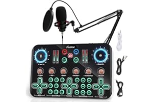 Asmuse Microphone à Condensateur K20 Supérieur Microphone Carte Son Live, Support de Micro Streaming réglable et Support antichocs en métal et Filtre Anti-Pop pour Enregistrement/Diffusion/Streaming