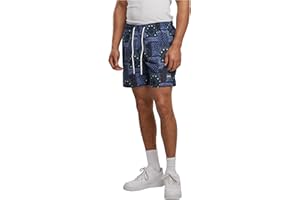 Urban Classics Pattern Swim Shorts Palm Uomo Bermuda Nero/Oliva