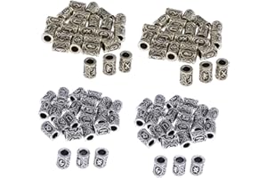 freneci Lot de 96 Perles de Runes Vikings Nordiques En Vrac pour Bracelets/Collier Pendentif/Barbe/Cheveux