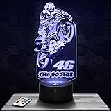 Lampada da comodino, Luce notturna tattile Moto GP V. Rossi 46 Lampada illusione 3D LED, idea regalo di Natale per ragazzi e 