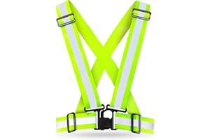 AVANA Gilet réfléchissant de sécurité réglable Gilet de sécurité léger Haute visibilité Jogging Vélo Randonnée Course Moto Adulte & Adolescent