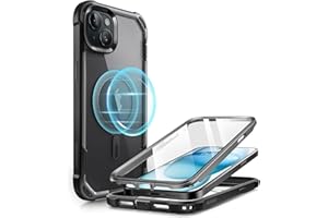 i-Blason AresMag etui na iPhone'a 15 / iPhone'a 14 / iPhone'a 13 [6,1 cala), kompatybilne z MagSafe, odporne na wstrząsy, wytrzymałe, przezroczyste etui z wbudowaną osłoną ekranu (czarne)