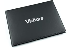 Esposti Visitors Book | Guest Record Book | Client Signing In Book | Comments Book for Guests |Black Leather Feel Cover | 600 Entries | 265 x 195mm