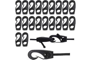 PMSANZAY Pack of 20, Shock Cord Hook | Kayak Bungee Cord Kit | Bungee Cord Hooks and Heavy Duty Hooks | Boat Hooks and Bungee Hooks for Kayak, Camping, Trampoline, Exercise, Fitness, Marine and Nautical Use