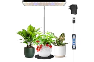 ‎WIAXULAY Wiaxulay LED Plant Lamp, Full Spectrum Plant Light for Indoor Plants, Height-Adjustable Grow Lamp with Timer 6/12/16 Hours with USB Adapter, 3 Light Modes and 5 Brightness