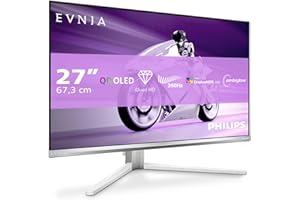 Philips Evnia 27M2N8500 - Monitor da gioco OLED QHD da 27 pollici, 360 Hz, 0,03 ms, HDR400, Ambiglow, FreeSync. Prem., comp. G-Sync. (2560x1440, 2X HDMI 2.1, 1x DP 1.4, Hub USB) Bianco