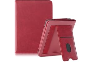 DINGGUAGUA Étui pour Kobo Clara Colour 6 Pouces 2024 / Kobo Clara BW/Kobo Clara 2E 2022 eReader Housse de Protection avec Béquille Fente pour Carte et Dragonne Réveil/Veille Automatique,Vin Rouge
