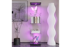 DGCZYXGL Vitrina de cristal, 4 estantes, armario de almacenamiento de cristal con pie, vitrina LED, vitrina con luz y cerradura, para dormitorio y sala de estar, 42,5 x 36,5 x 163 cm (puerta individual con