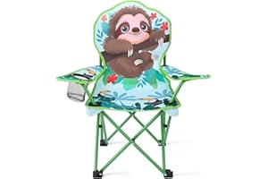 Meng Jiaran Kids Camping Chair,Sloth Them Kid Garden Chair with Cup Holder and Carry Bag, Lightweight Portable Childrens Folding Chairs for Beach Hiking Camping Picnic
