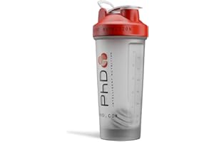 ‎PHD PhD Nutrition Protein Shaker mit Kugel 600ml - BPA frei, Spülmaschinenfester, tropffester Eiweiß Shaker mit Schraubverschluss, Ideal für klumpenfreie Protein Shakes