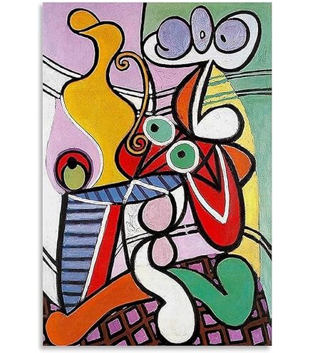 Affiche Picasso Chat Abstrait – Impression Toile 30x40 Cm, Sans Cadre – Déco Murale Moderne, Salon, Chambre