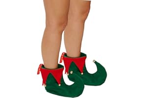 Henbrandt - Fancy Dress Adult Deluxe Elf Boots - Green/Red