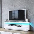 T AUNTY STORE TV Stand with LED Light 5 Drawers 1 Open Case Modern White 150CM