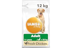 Iams Vitality - Karma dla dorosłych psów rasy Wielkiej Rasy - Promuje zdrowie i witalność - o niskiej zawartości tłuszczu - ze świeżym kurczakiem - bez: GMO, barwnik, sztuczny aromat, pszenica - 12kg