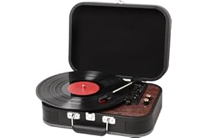 KIATURE Giradischi Vinile, Giradischi Vintage Vinile LP3 Velocità 33/45/78 RPM con Altoparlanti Stereo Integrati, Dotato di Entrate Bluetooth/AUX/RCA/USB/Jack cuffie, Lettore Vinili Support Trascrizione, Nero