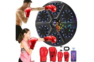 Wenosda Music Boxing Machine Smart Musikalische Boxmaschine Wandmontierte Boxscheibe mit Boxhandschuhen für Erwachsene und Kinder Bluetooth Unterstützung 9 Funktionen 18 Geschwindigkeiten, Zählmodi