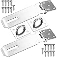 Hasp Latch, 2 Set 5 inch Padlock Hasp, Door Locks Padlock Hasp Latch, Stainless Steel Padlock Latch Hasp Lock, Safety Padlock Clasp Hasp Lock Latch Hasps for Padlocks, with 18 Screws
