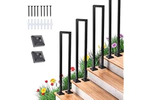 FUOIDYE Barandilla Escalera, Pasamanos Escalera en Forma de U, Barandillas Escaleras, 35-110cm Barandilla Escalera Interior/Exterior para Villas, Balcones, Pasillos (Negro, 45cm)