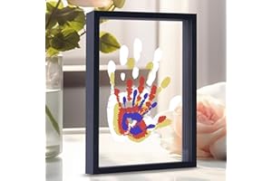 CHERRY CHEERS Rodzinny zestaw odbitek ręcznych, drewniana rama, niekończący się zestaw upominkowy, nietoksyczne farby, przezroczyste arkusze (czarny)