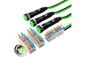 ‎FILN FILN 3 stücke 8mm (5/16 ") 12V LED kontrollleuchte wasserdichte pilot signallampe Meldeleuchte metalltafelleuchten(Schwarz eloxiert,grün3stück)