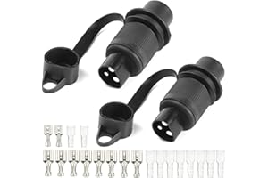 AGRISHOP 1Stück Anhänger Stecker 3polig 12v,3Poliger Stecker Traktor 12v mit Flachsteckanschluss, Wasserfester Stecker 3 polig für LKW RV PKW KFZ,Stecker 3 polig flach,Landmaschinen Stecker 3 pol