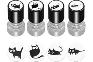 IYEREER 4 sztuki pieczątek samofarbujących dla nauczyciela, urocze koty, ocena nauczyciela, nagroda motywacyjna, pieczątka motywacyjna, pieczęć nauczyciela, zestaw motywacyjny