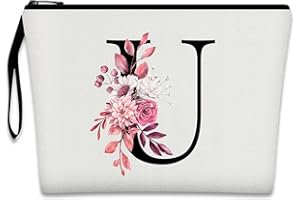Bliceon A-Z Personalisierte Make-up-Tasche, Geburtstagsgeschenke für Frauen und Mutter, personalisierte Geschenke für Frauen, Geschenke für Freundinnen, Braut und Brautjungfern Kosmetiktasche - U