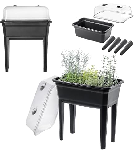 URBN-LIVING Blumentopf Mit Beinen – Schmal, Hoch, Beton-Optik Aus Kunststoff, Für Drinnen & Draußen, In 5 Farben & 2 Größen