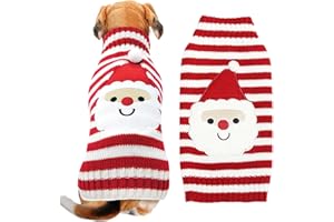 ABRRLO Dog Christmas Jumper Outfits Striped Santa Claus Ugly Xmas Pet Sweater Puppy Cat Holiday Costume New Year Clothes Gift for Small Medium Large Dogs (Santa Claus,XXL)