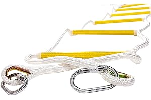 ISOP Escalera de Emergencia contra Incendios de 2,5 m (8 pies) Escalera de Seguridad Resistente a Las Llamas con Mosquetones - Compacta y Ligera - Reutilizable - Capacidad de Peso de hasta 900 kg