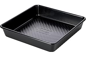 Prestige Inspire Square Cake Tins for Baking - Non Stick 9 Inch Cake Tin 23cm, Freezer & Dishwasher Safe, Heavy Gauge Carbon Steel Bakeware, Black