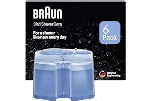 Braun 3in1 ShaverCare, Recharges 3-en-1, Originales, Pour Station SmartCare, Nettoie 10x Mieux Que L’eau, Formule Avec Un Parfum Frais De Citron, Pour Un Nettoyage Hygiénique Des Rasoirs, Pack De 6