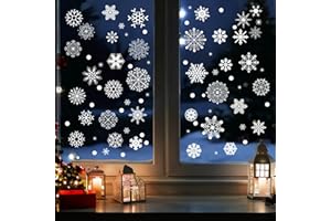 APKOL 162 Pcs Schneeflocken Fensterbilder Weihnachten Selbstklebend, Weihnachtsdeko Fenster, Große Fensterbilder Weihnachten, Fensterdeko weihnachten, Weihnachts Bilder fensterbilder, Schneeflocken