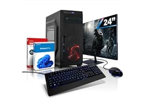 shinobee Komplett PC Entry Gaming/Multimedia Vega11 Computer mit 3 Jahren Garantie! | AMD Ryzen5 2400G, 8-Threads, 3.9 GHz | 32 GB DDR4 | 1000 GB SSD | Radeon Vega11 4GB | 24" | WLAN | Win11 | 6668