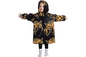 JOREAY Kids Oversized Blanket Hoodie, Little Girls Boys Snuggle Fleece Hooded Wearable Blanket, Fluffy Giant Sweatshirt for Toddler