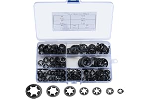 Ewwtrey 340 Pezzi Rondelle, Rondelle di Fissaggio in Acciacio, Rondella di Sicurezza con Dente Interno, Clip Rondelle di Sicurezza per Innesto Rapido Kit Assortimento - M3/M4/M5/M6/M8/M10/M12