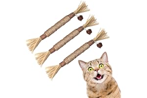 Sawanork 3 PCS Cat Chew Toys, Kitten Chew Sticks for Aggressive Chewers, Silvervine Chew Stick Toy, Large Size Catnip Toys