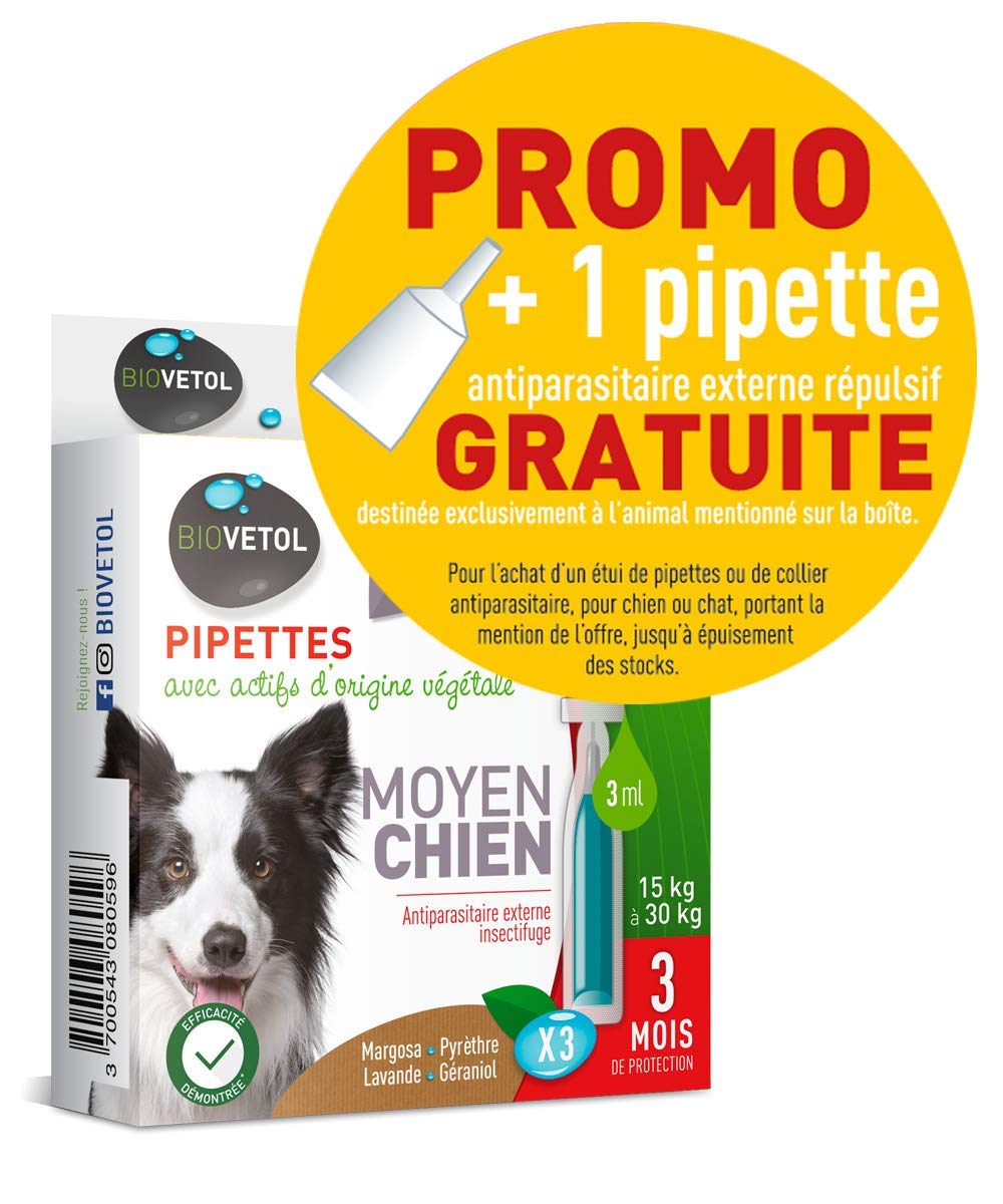 Biovetol Anti-flea Pipettes for Medium Dogs (15kg to 30kg) – 3x4ml