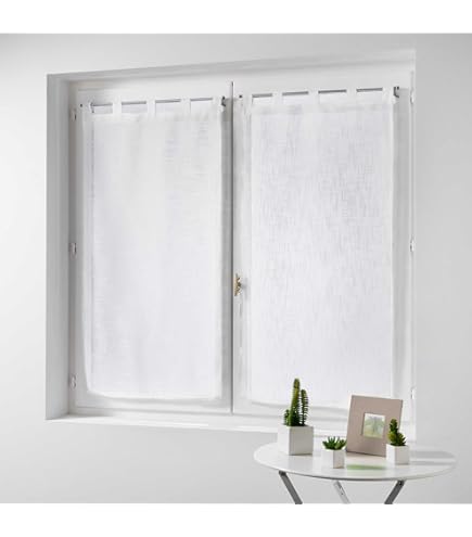 HiSnug Curtain Lot De 2 Rideaux Brise-bise En Lin Naturel, Pour Porte De Balcon, Caravane, Style Maison De Campagne, Ferme, Courts, Semi-transparents, H 60 X L 65 Cm