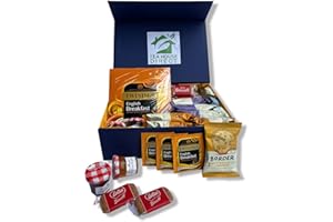 TEA HOUSE DIRECT Tea Gift Set Hamper with Border Biscuits Various Flavours | Bonne Maman Bitter Orange Marmalade & Strawberry Conserve Jam | 10 Lotus Biscoff cookies | Twining English Breakfast (50 Sachets) - Gift Set