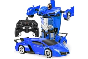 Maxesla Coche Teledirigido Transformers para Niños, Rotación 360°2 in 1 Robot RC Car, 2.4GHz Coche Radiocontrol with LED, Juegos Infantiles Regalos Cumpleaños Navidad Niños Niñas 3-10, Azul