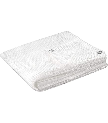 Telone Impermeabile Trasparente Occhiellato 1.4x6.5m Telo Trasparente Esterno,Personalizzabile 0.35mm Telone PVC Esterno 2 Cerniere,420g/m Telone per Gazebo Serra Pergola Balcone