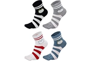 LOFIR Chaussettes Fantaisie Femmes Chat Chien Chaussettes Doigts de Pied, Chaussettes avec Orteils Filles Socquettes 5 Doigts en Coton, Chaussette Motif à Animaux Mignon Drôle, Taille 35-41,4/5 paires
