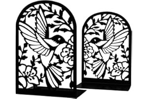 CIGAA Book Ends for Shelves, 1 Pair Heavy Duty Bookends Metal Book Holder Anti Slip Book Stopper for Home Office Library, Bird