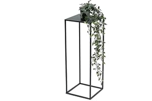 DanDiBo Blumenhocker Metall Schwarz Eckig 50-70 cm Blumenständer Beistelltisch 96315 Blumensäule Modern Pflanzenständer Pflanzenhocker (60 cm)