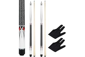 Teekerwan Lot de 2 queues de billard professionnelles en érable avec pointe de 13 mm et revêtement en lin Noir (E, 538,6 g)